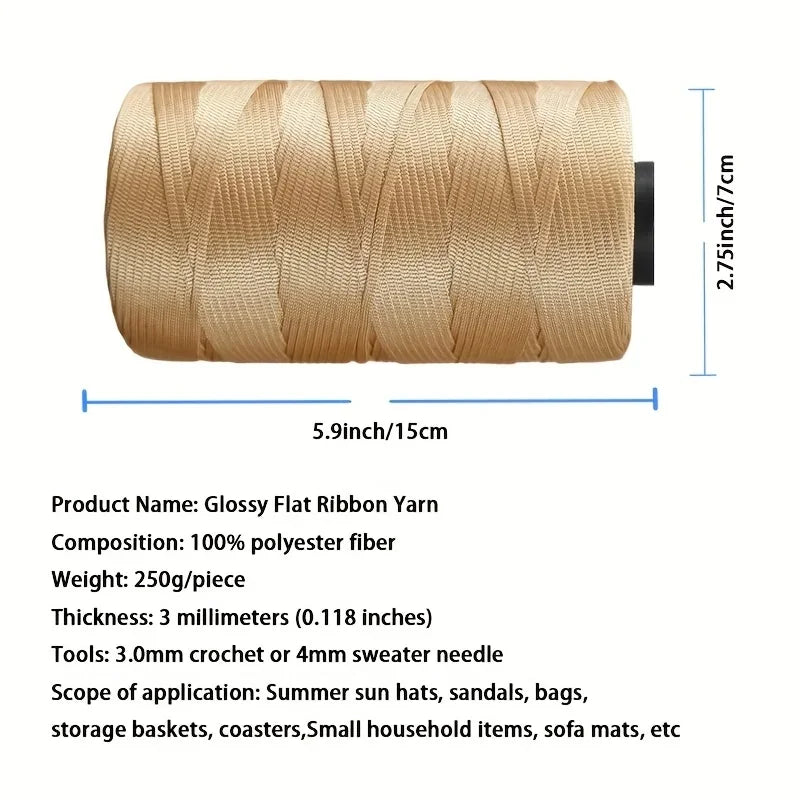 250g Flat Band Hollow Polyester Yarn – Crochet Hat & Cushion Crochet Craft Yarn Axl