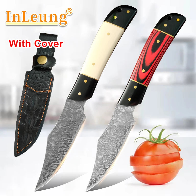 InLeung VG10 Damascus Steel Kitchen Knife – Wood Handle Damascus Kitchen Knife Axl
