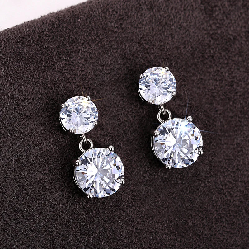 Huitan Cubic Zirconia Silver Dangle Drop Earrings for Women Dangle Drop Earrings Axl
