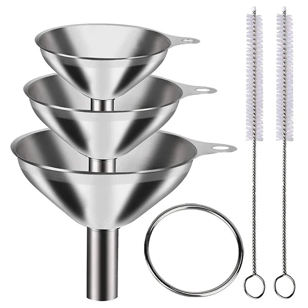 Stainless Steel Kitchen Funnels Set – 3/5 Pcs Food Grade Kitchen Funnel Set Axl 5pcs Set