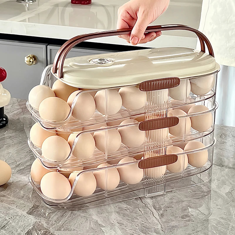 Auto Rolling Egg Rack – Fridge Egg Storage Holder 1–3 Layers Egg Storage Rack Axl