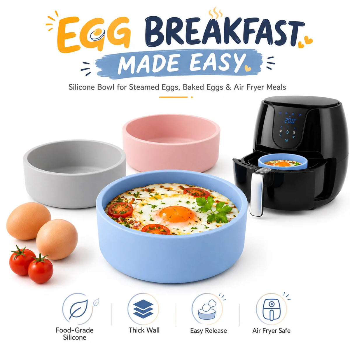 Silicone Egg Cooker Cups – BPA-Free Egg Bite Molds 2/4 Pack Silicone Egg Molds Axl