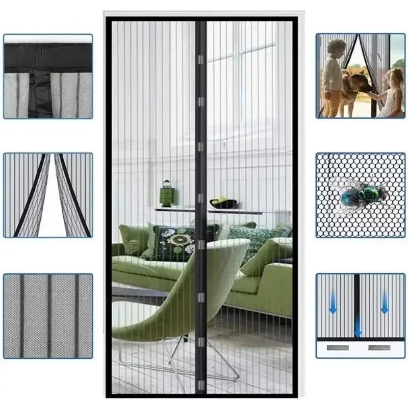 Magnetic Auto-Close Door Mesh Screen – Bug & Fly Barrier Insect Screen Curtain Axl