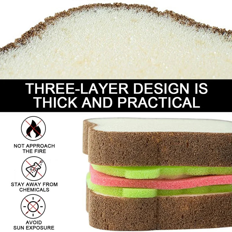 Toast Shape Dish Sponge – Cute Kitchen Scrubber & Dishcloth Kitchen Scrubber Sponge Axl