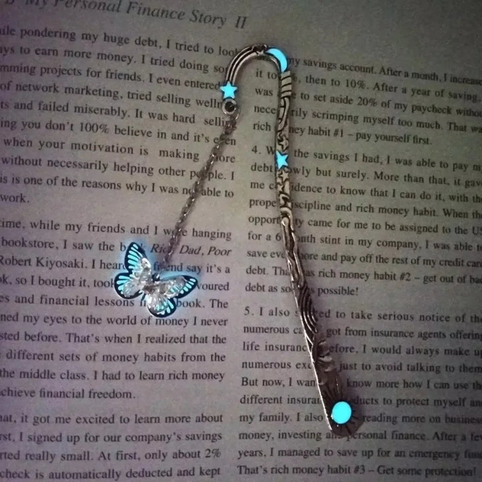 Luminous Metal Bookmark – Dragonfly & Butterfly Glow Design Metal Bookmark Axl