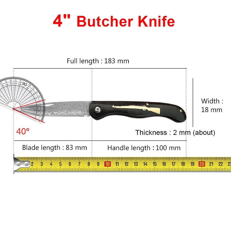 Damascus Steel Folding Knife – Wood Handle Kitchen & BBQ Knife Folding Pocket Knife Axl