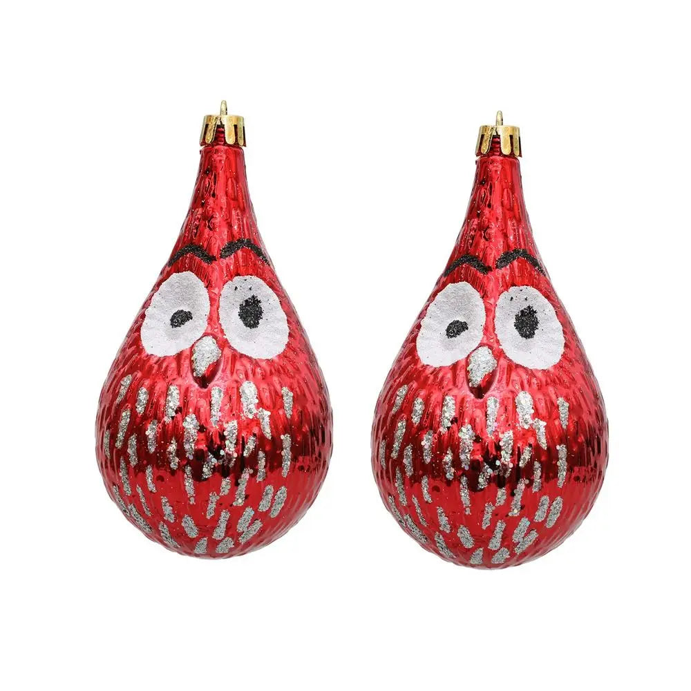 Red Electroplated Christmas Ornaments – Pinecone, Acorn & Owl Christmas Tree Ornament Axl owl