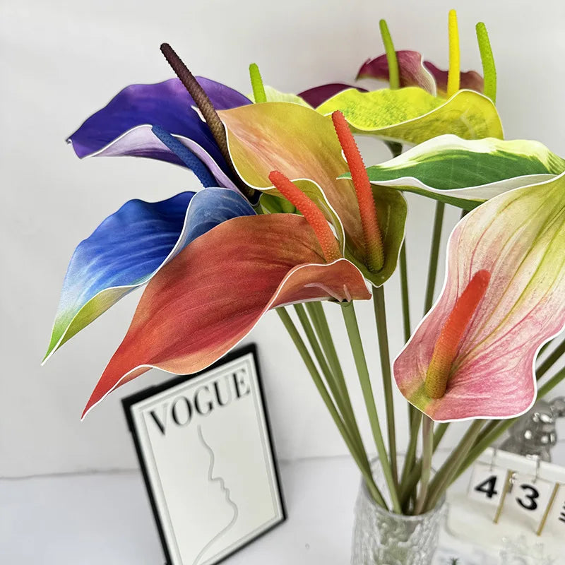 8-Piece Real Touch Anthurium Artificial Stems 73cm | Floral Décor Artificial Flower Stems Axl