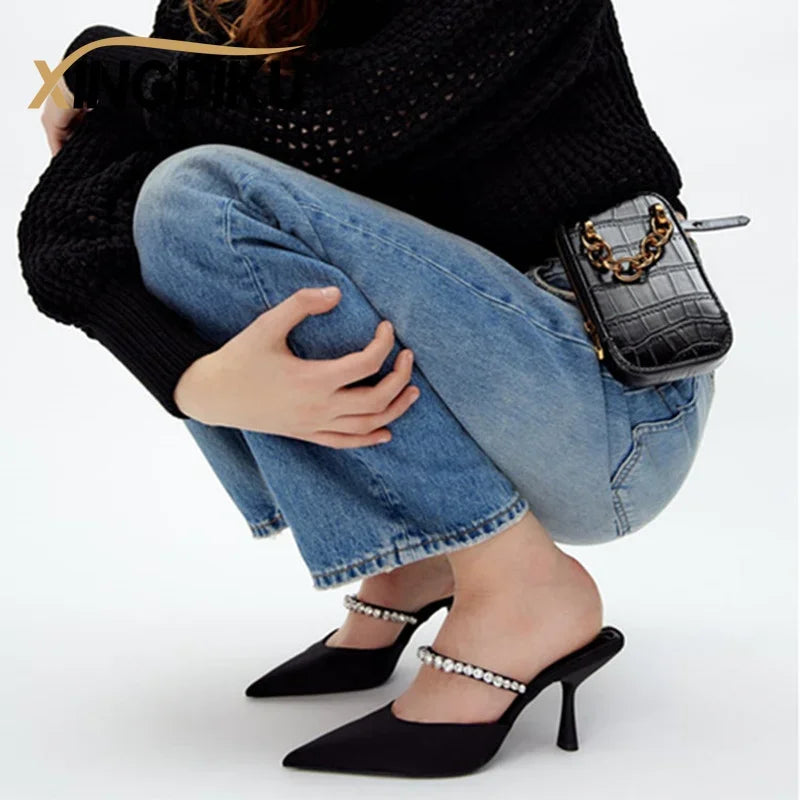 Women's Stiletto Heels Sandals – Rhinestone Sequin Pointed Toe Stiletto Heel Sandals Axl