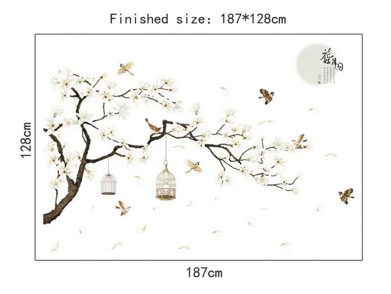 Tree Wall Stickers Birds & Flowers – DIY Vinyl Home Decor Wall Decal Sticker Axl
