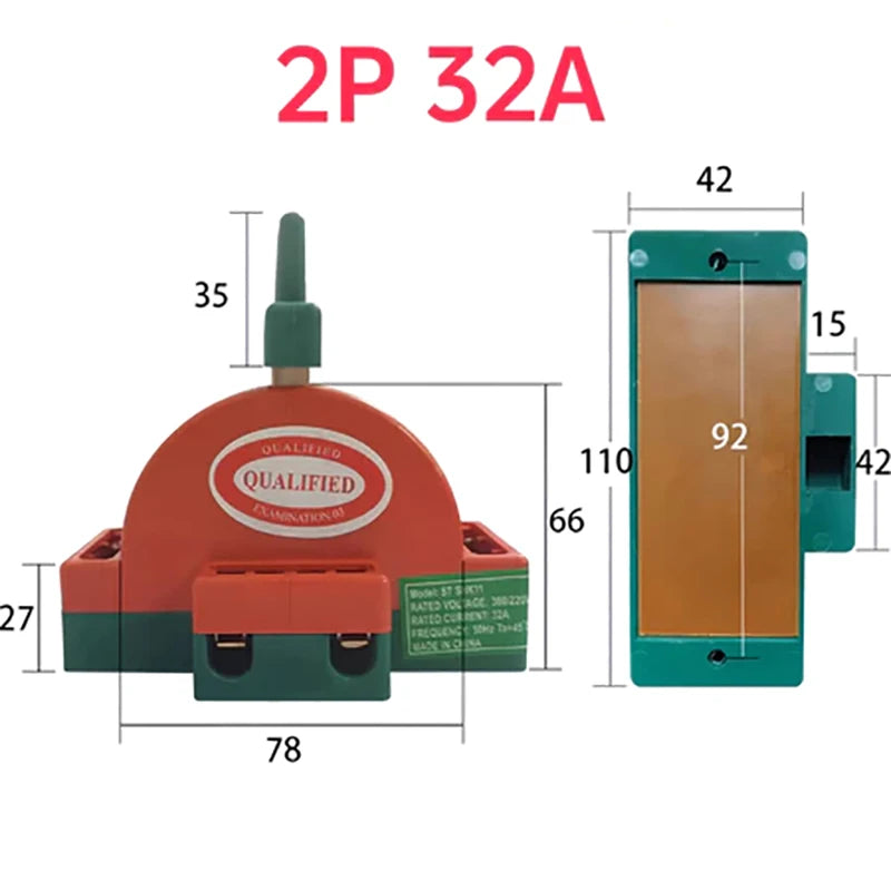 DPDT Knife Disconnect Switch 2 Pole Double Throw 32A 63A 100A Knife Disconnect Switch Axl 2P32A