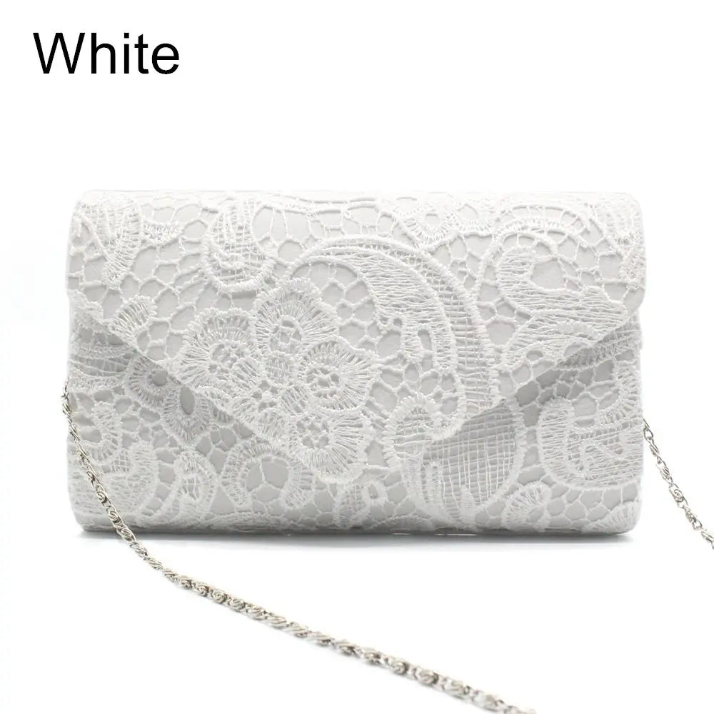 Women's Lace Clutch Bag – Evening Party & Wedding Purse Lace Clutch Bag Axl white