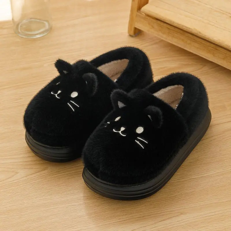 Women's Faux Fur Cat Slippers – Cozy Indoor Slides Size 36–45 Faux Fur Slippers Axl Black B-loafer 44-45 China Mainland