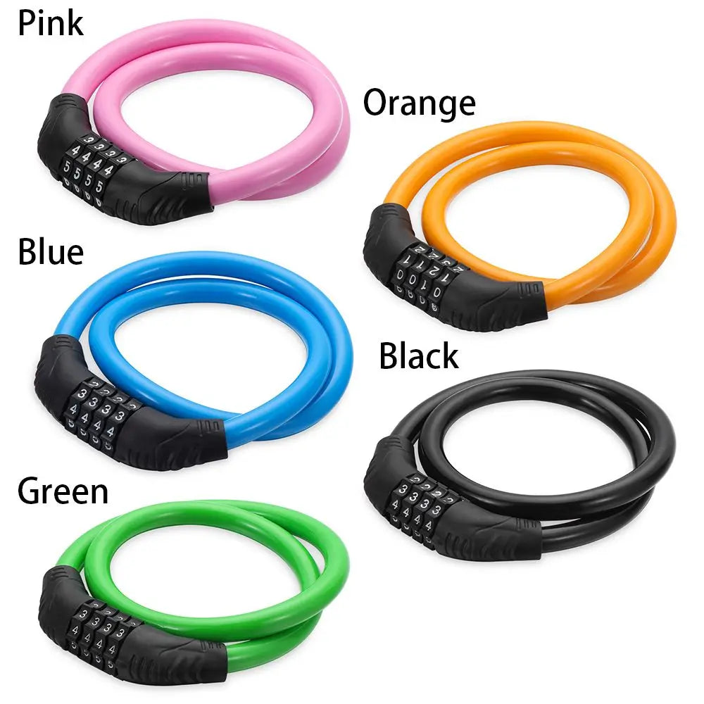 60cm Steel Cable Bike Lock – 4-Digit Combination Padlock Bicycle Cable Lock Axl