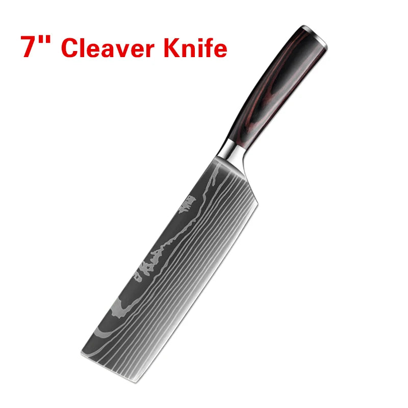 InLeung Damascus Chef Knife – Sharp Wood Handle Kitchen Knife Damascus Chef Knife Axl 7 inch cleaver knife