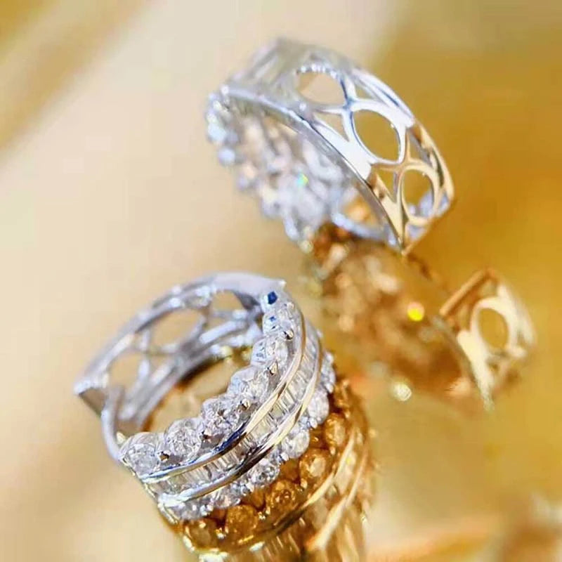 Huitan Silver CZ Crystal Hoop Earrings – Women's Statement Jewelry Hoop Earrings Axl
