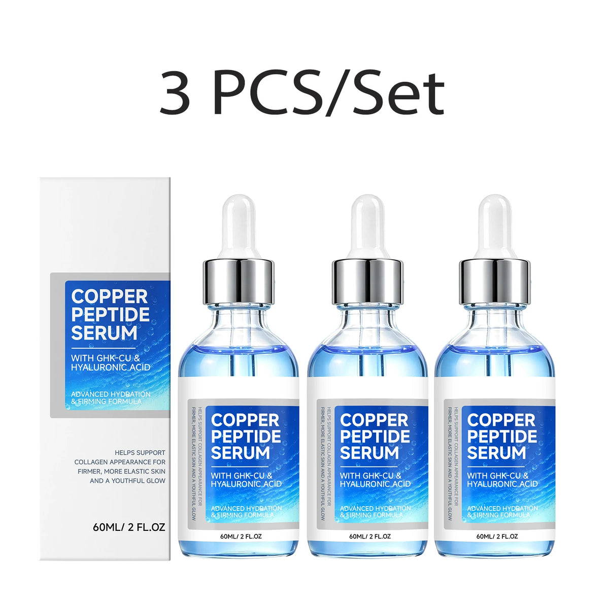 Copper Peptide Face Serum GHK-Cu, Hyaluronic Acid & Niacinamide Face Serum Axl 3 PCS