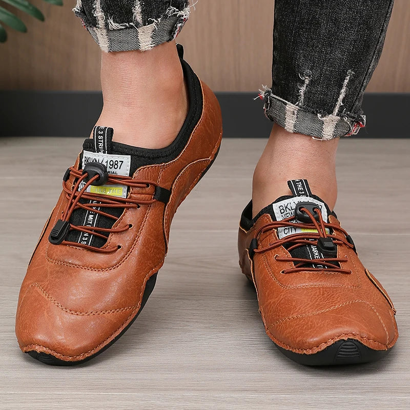 ZULIWAGN Men's Waterproof Casual Lace-Up Sneakers | Flat Shoes Men's Casual Sneakers Axl