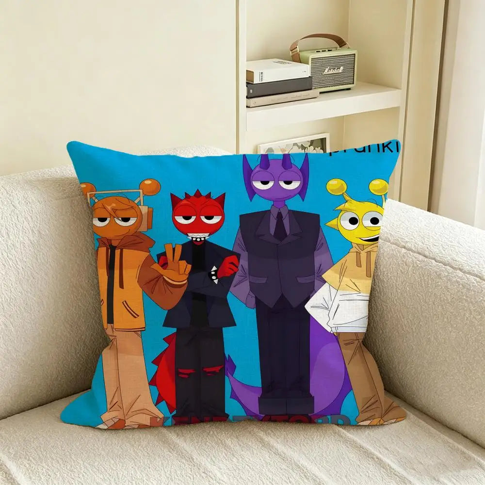 Sprunki Incredibox Linen Cushion Cover | Sofa & Bedroom Décor Decorative Cushion Cover Axl White1 50X50cm