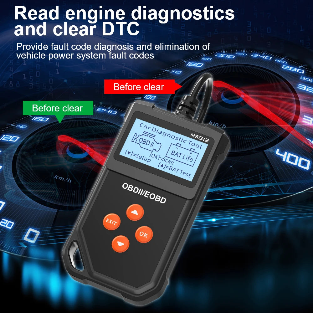MS812 OBD2 Scanner – Car Diagnostic Tool & Battery Tester OBD2 Diagnostic Scanner Axl