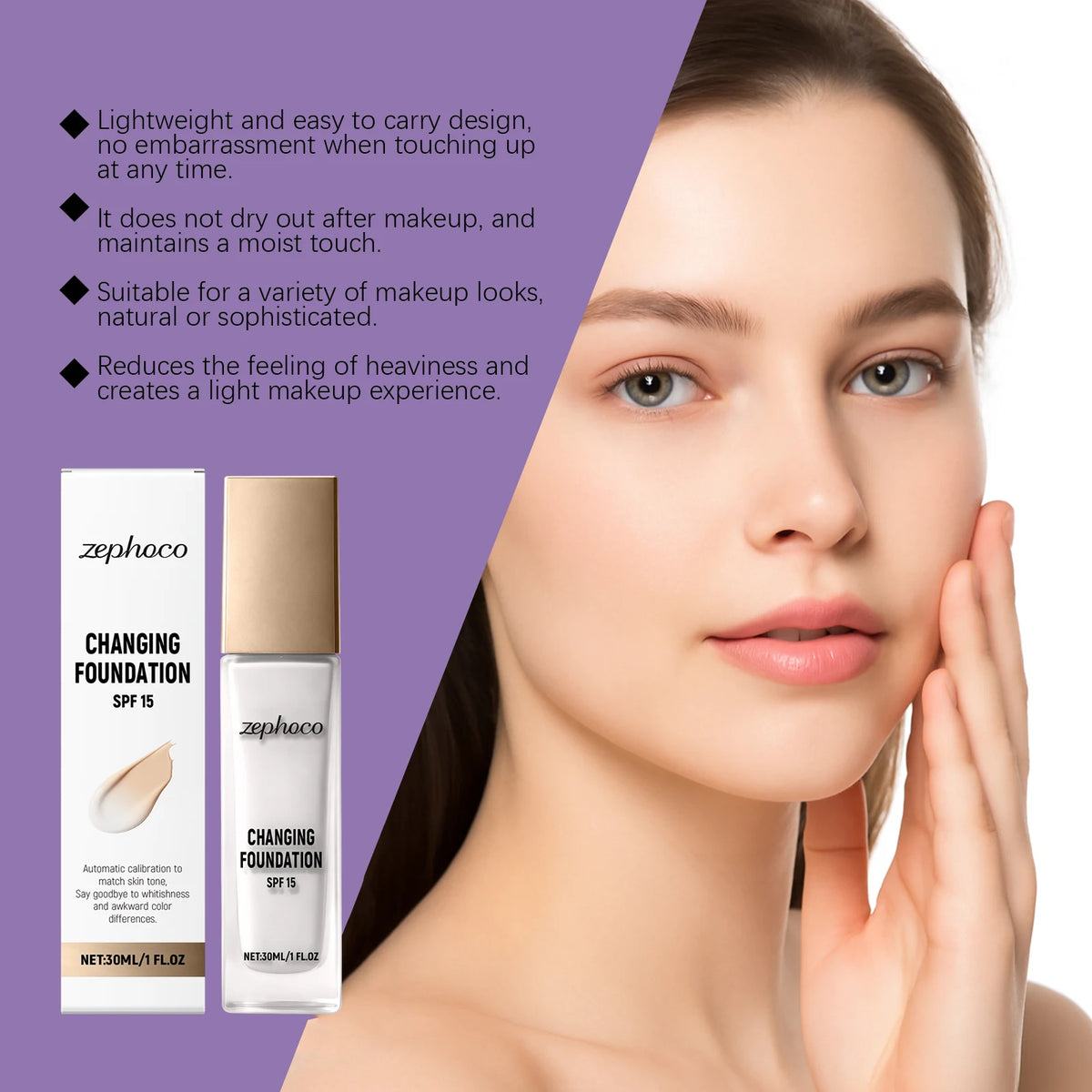 Color Changing Foundation – Adaptive Matte Full Coverage 30ml Liquid Foundation Axl