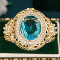 Huitan Blue Cubic Zirconia Engagement Ring | Luxury Wedding Band CZ Engagement Ring Axl T0966 9