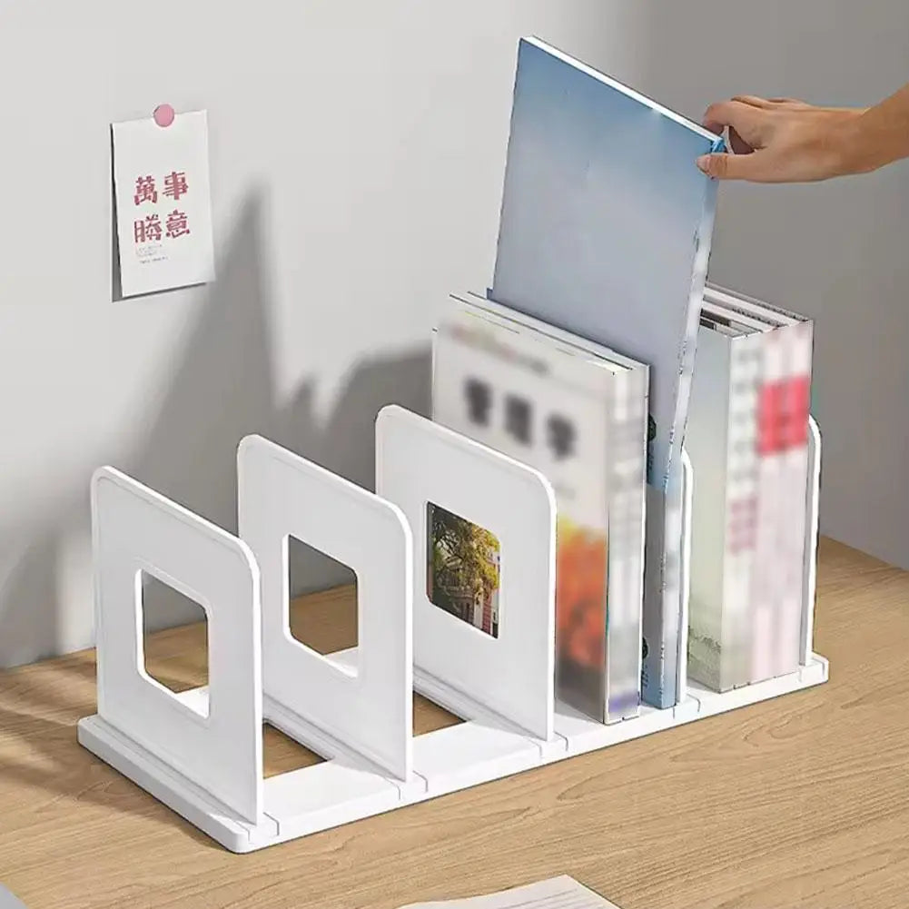 L-Type Plastic Bookend & 4-Shelf Desktop File Organizer Desktop Book Organizer Axl