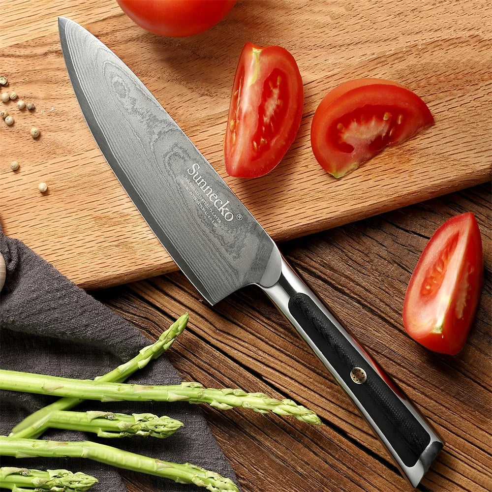 Sunnecko Damascus Steel Chef's Knife Set – VG-10 Japanese Knives Damascus Kitchen Knife Set Axl