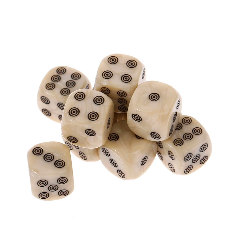 10-Pack 16mm Ivory Acrylic D6 Dice Set – Round Corner Board Game Board Game Dice Axl Onesize