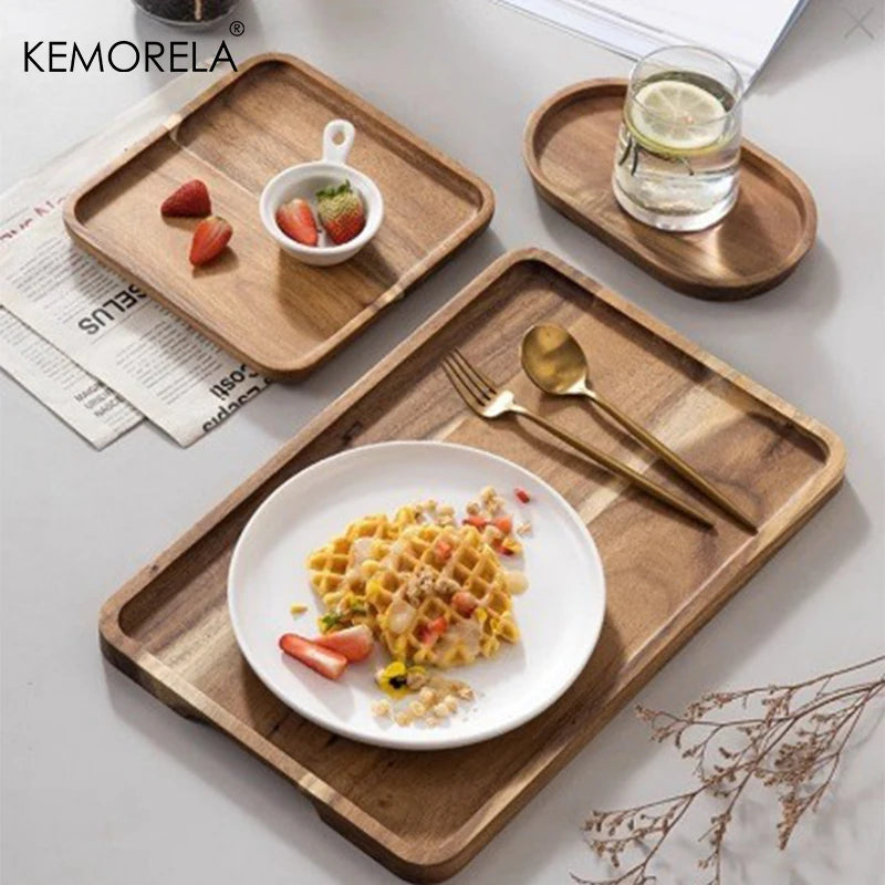 Acacia Wood Coffee & Tea Serving Tray | Gongfu Kitchen Tray Wood Serving Tray Axl