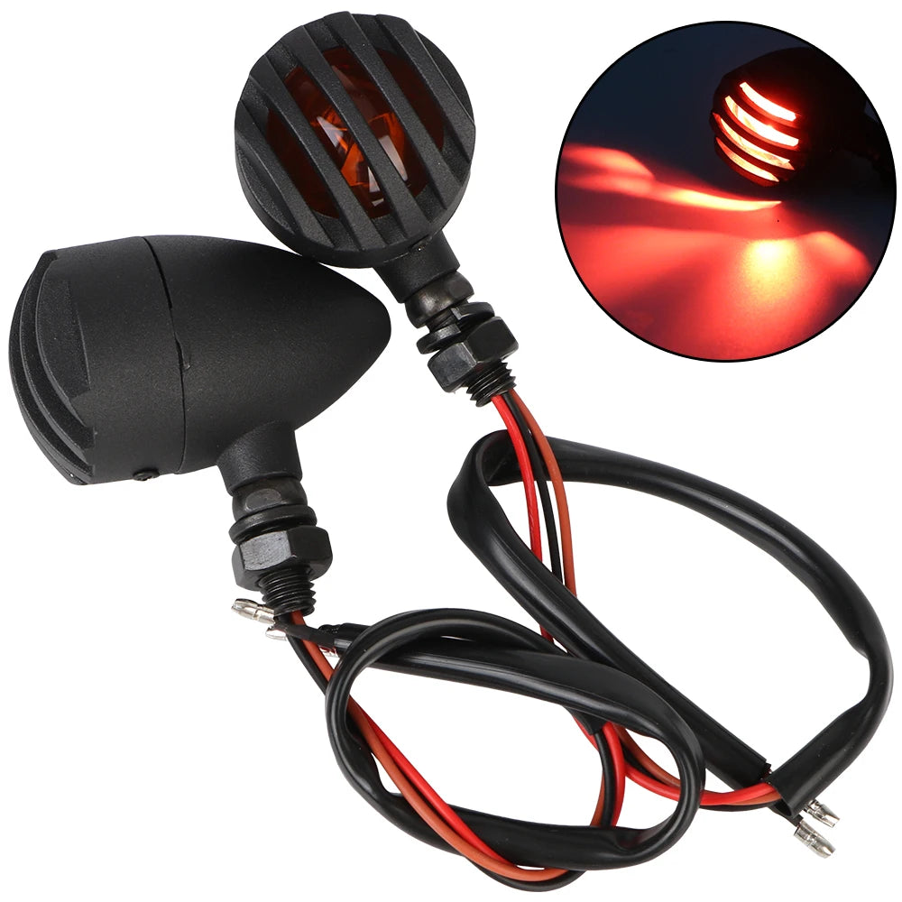 Retro Motorcycle Turn Signal Indicators – 2Pcs Halogen Blinker Motorcycle Turn Signals Axl Red lens