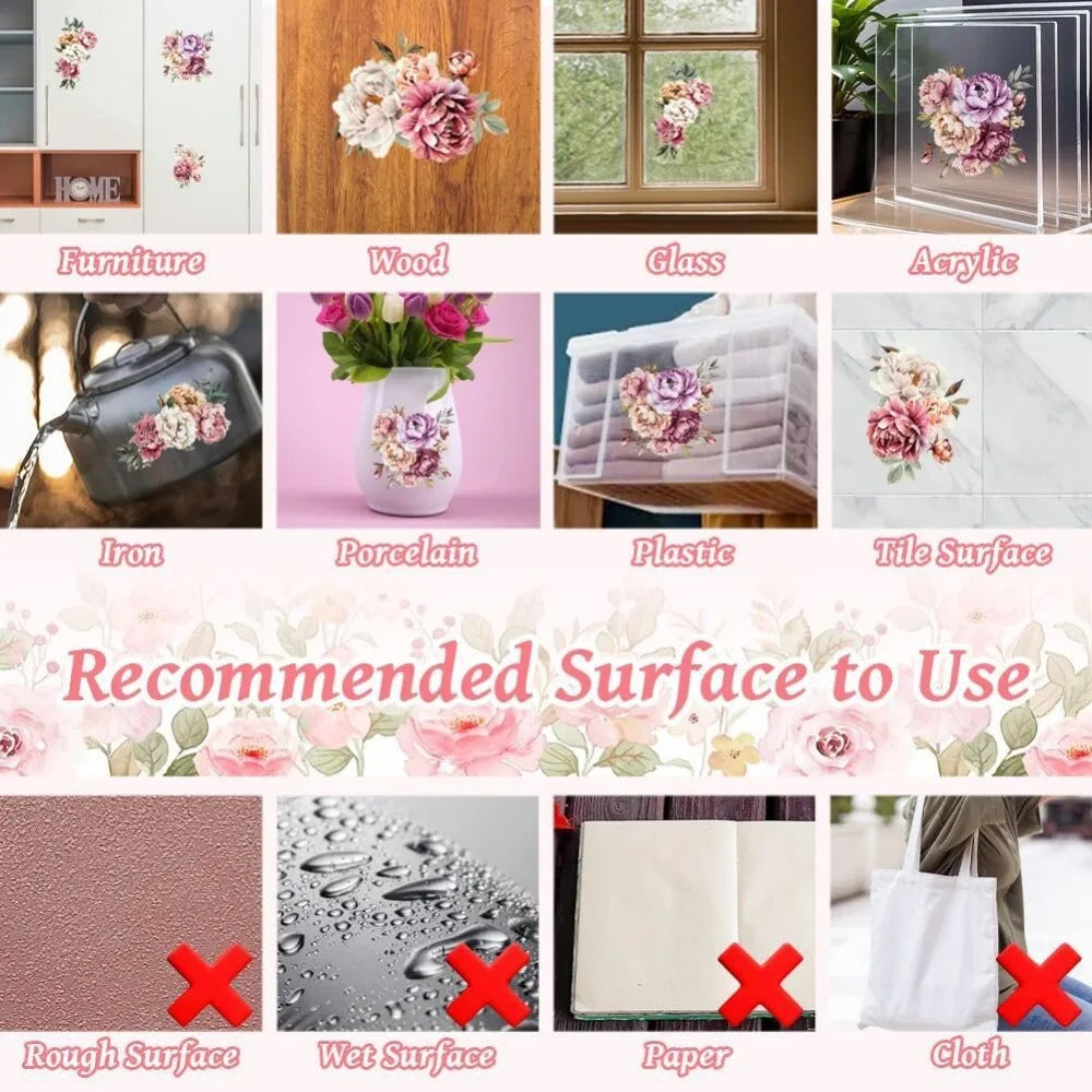 Rub-On Transfer Stickers for Furniture & Crafts – 3Pcs 6×12" Craft Transfer Stickers Axl