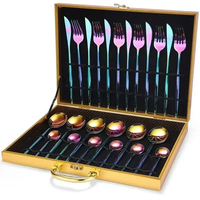 24-Piece Stainless Steel Flatware Set with Gift Box – Serves 6 Flatware Set Axl