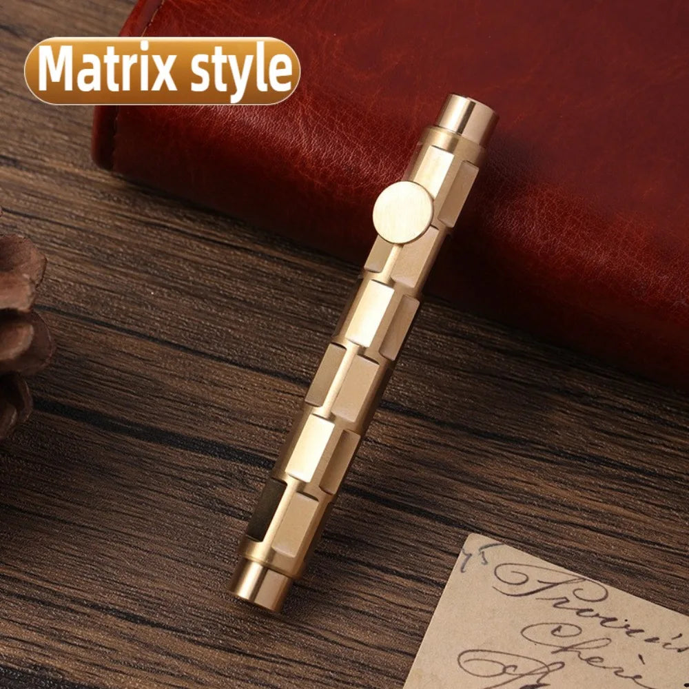 Retro Brass Fountain Pen – Mini Pocket Scalable Writing Pen Fountain Pen Axl Matrix Style