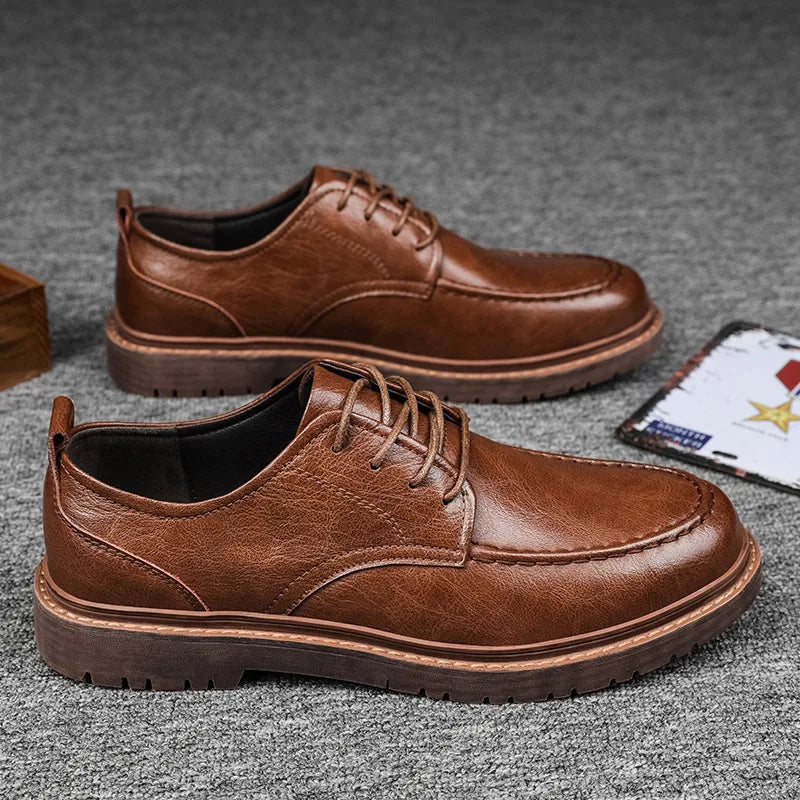 YBQJOO Men's Genuine Leather Oxford Shoes – Waterproof Lace-Up Men's Oxford Shoes Axl