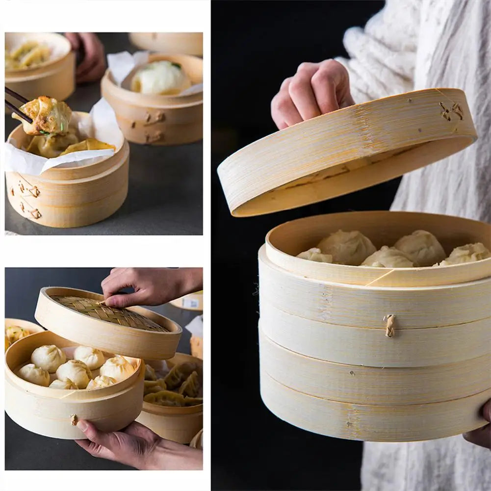 Bamboo Double-Layer Steamer Basket – Dumplings & Buns Bamboo Steamer Basket Axl
