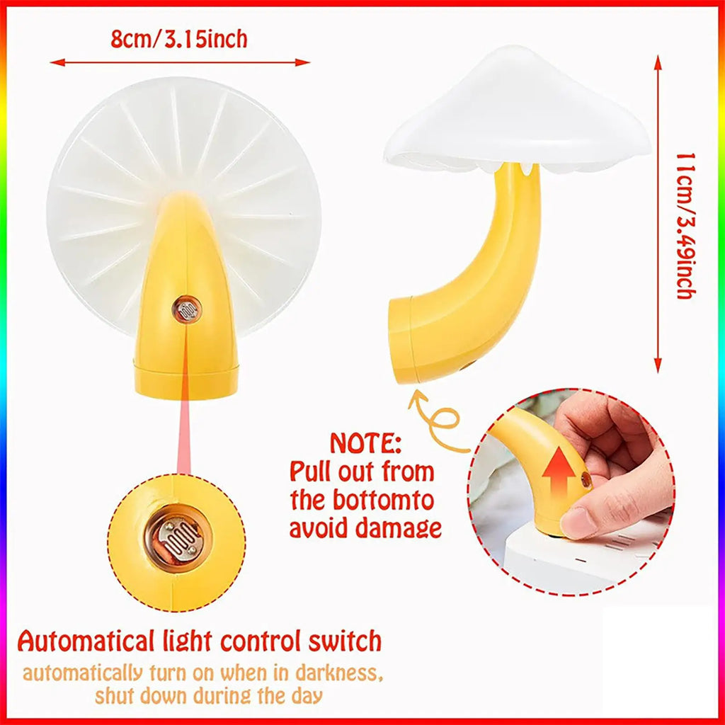 LED Mushroom Night Light 7-Color Auto Sensor Plug-In Lamp LED Night Light Axl