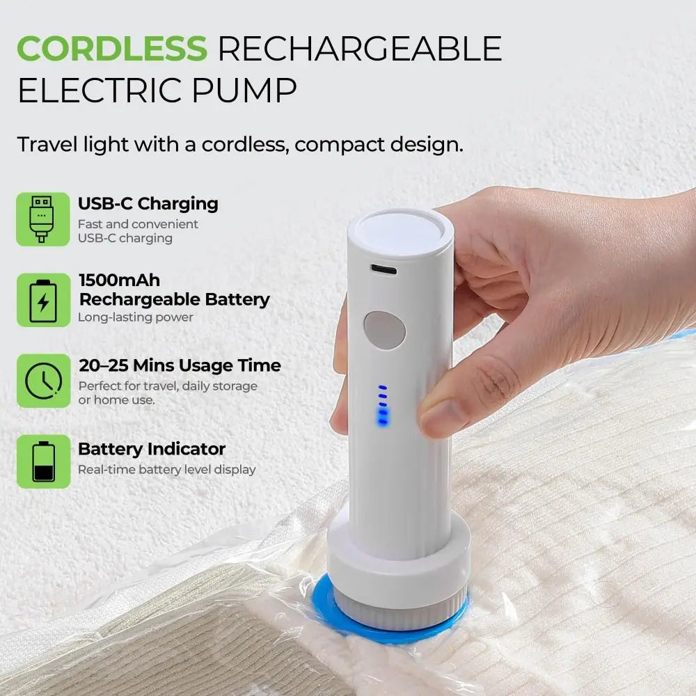 Rechargeable Mini Vacuum Pump – Portable Travel Storage Bag Pump Vacuum Storage Pump Axl