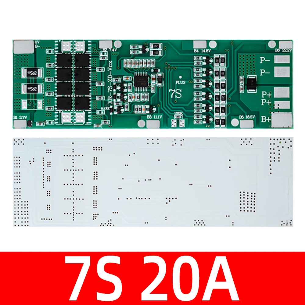 7S 24V BMS 10A–30A Li-ion Battery Protection Board w/ Balance Battery Management Board Axl 7S 20A