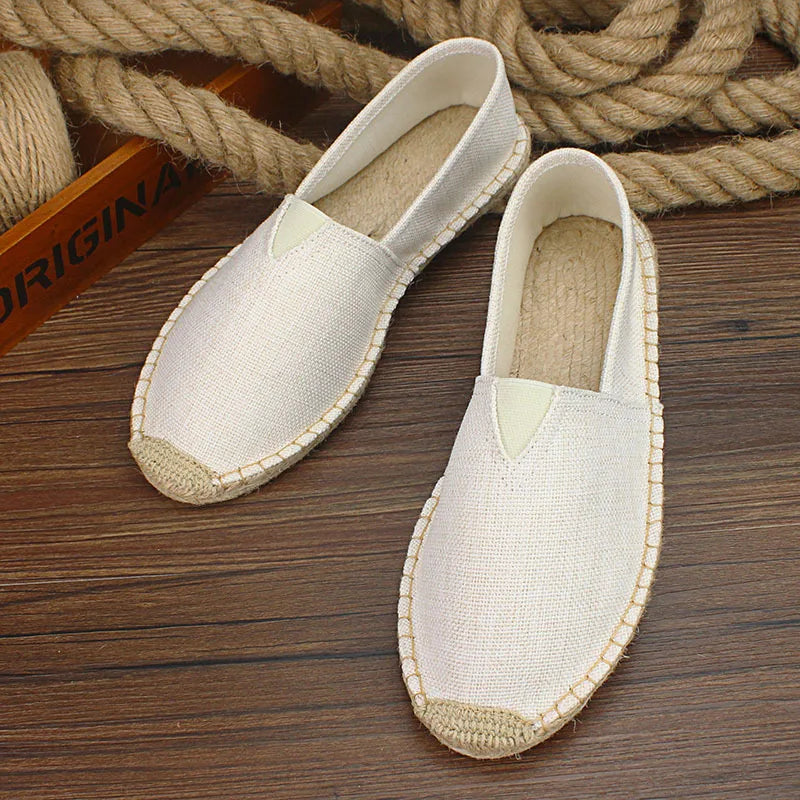 Men's Linen Canvas Slip-On Loafers – Breathable Casual Flats Canvas Slip-On Loafers Axl