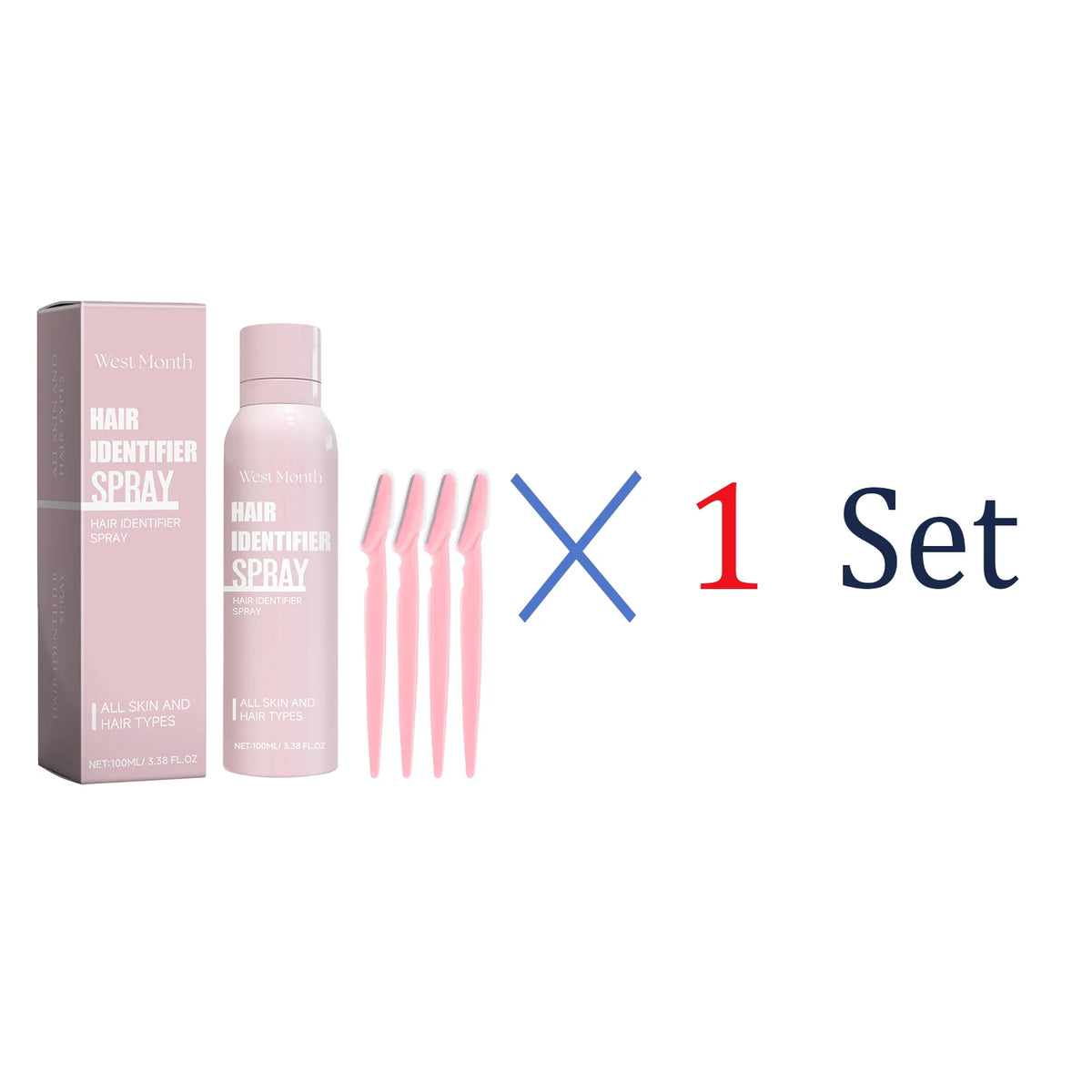 WEST MONTH 100ml Hair Removal Spray + 4 Shavers | Unisex Hair Removal Spray Axl 1 Set