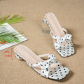 Women's Polka Dot Butterfly-Knot Mid Heel Slides | Summer Slippers Mid Heel Slides Axl White 36