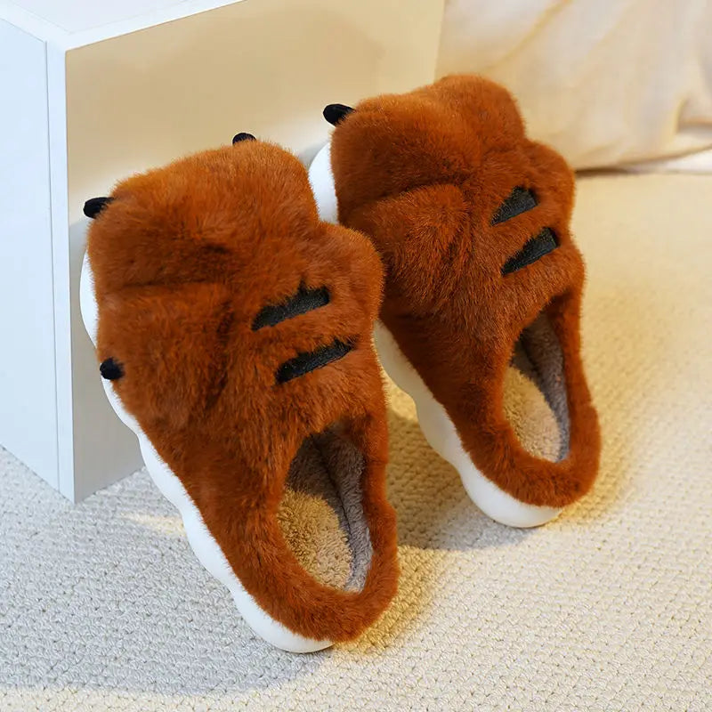 Lorilury Tiger Claw Fuzzy Faux Fur Slippers – Unisex Indoor Slides Novelty Fuzzy Slippers Axl