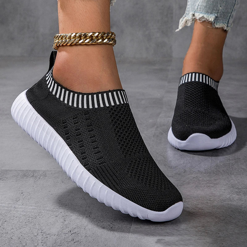 AZGB Women's Breathable Slip-On Sneakers | Soft Flat Walking Shoes Women's Sneakers Axl black 42