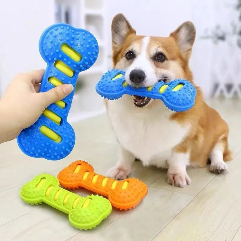 Squeaky Rubber Bone Dog Chew Toy – Bite-Resistant Puppy Stick Dog Chew Toy Axl
