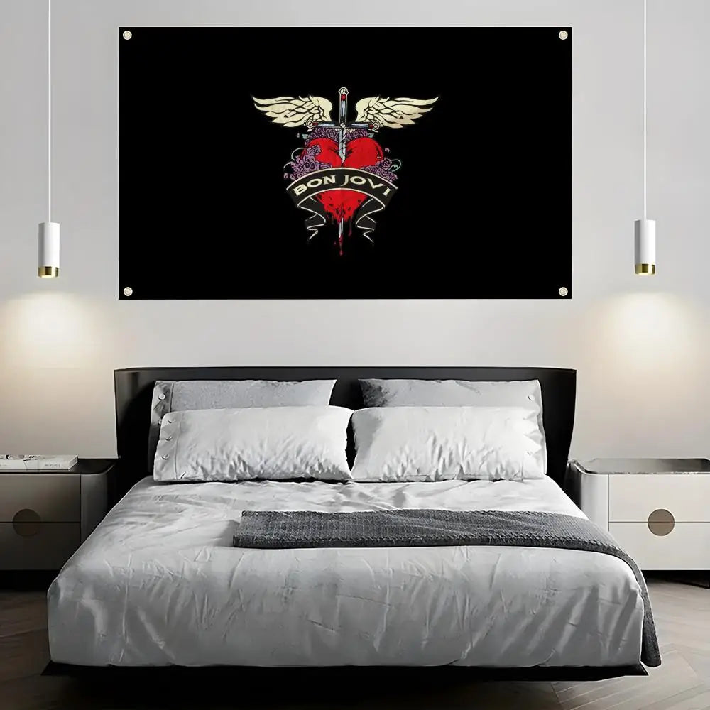 Bon Jovi Band Flag – Indoor & Outdoor Concert Wall Banner Music Band Flag Axl