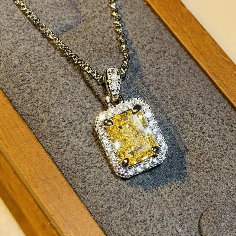 Huitan Yellow Cubic Zirconia Pendant Necklace | Women's Jewelry Pendant Necklace Axl