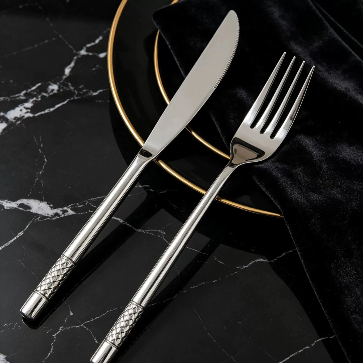 Stainless Steel Flatware Set – Steak Knife, Fork & Spoon Flatware Set Axl
