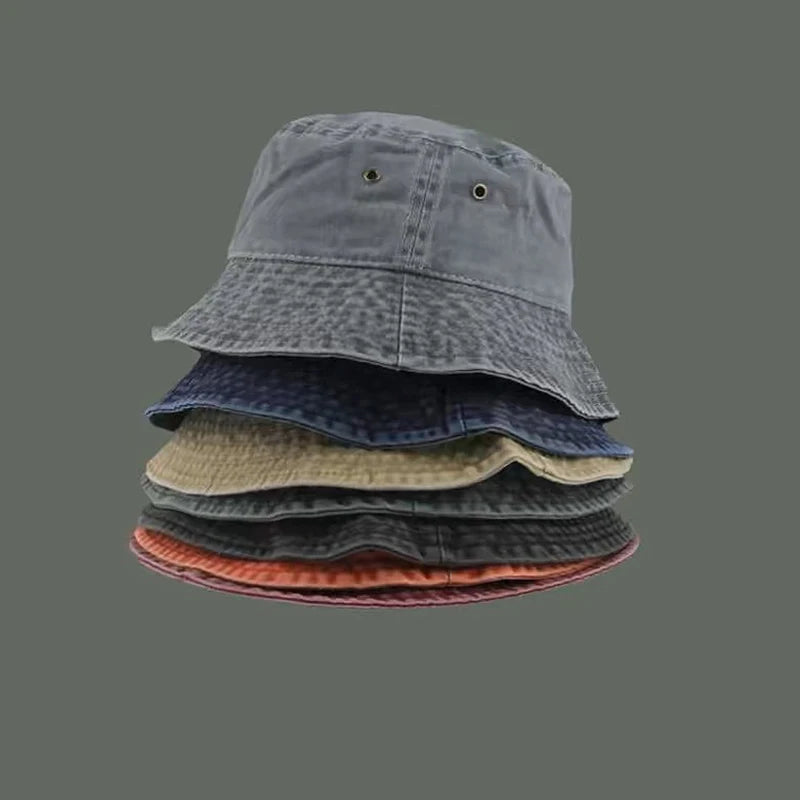 Retro Washed Denim Bucket Hat – Unisex Outdoor Sun Hat Bucket Hat Axl