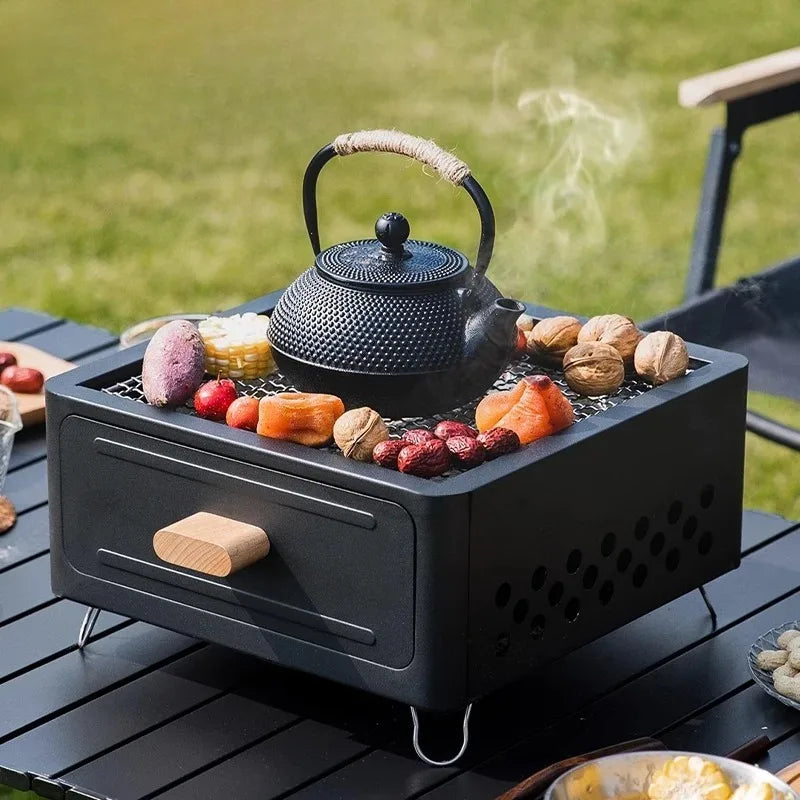 Portable Charcoal BBQ Grill – Non-Stick Stainless Steel Brazier Charcoal BBQ Grill Axl
